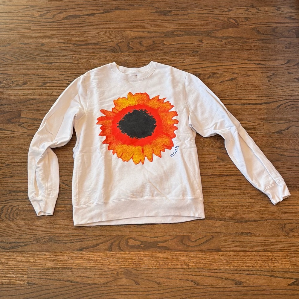 Noah NYC Flora Crewneck Sweatshirt - White, Size Medium